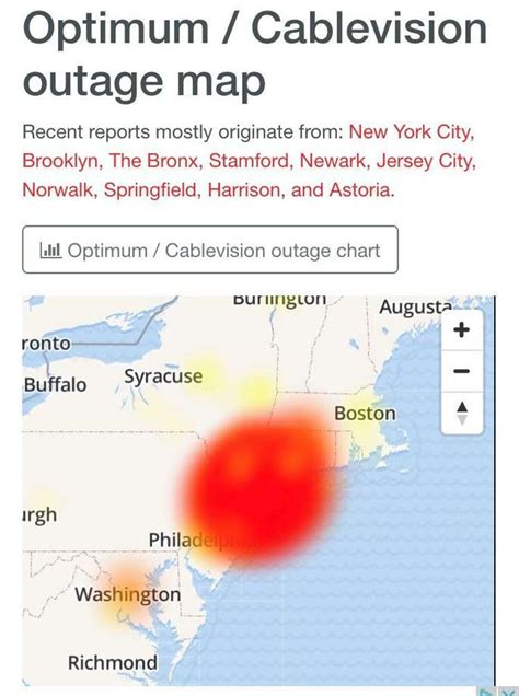 Optimum internet report outage. Optimum Outage Report in Englishtown, Monmouth County, New Jersey. Problems detected. Users are reporting problems related to: internet, tv and wi-fi. Optimum by Altice offers cable television, internet and home phone service under the Optimum Online, Optimum TV and Optimum Voice brands. Optimum serves homes and businesses in … 