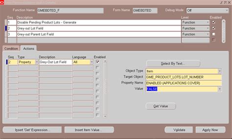 Oracle Applications World Form Personalization Property Name Displayed vs Displayed