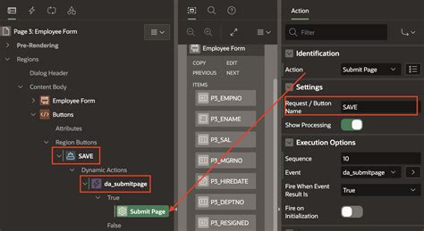 Oracle apex button submit page and redirect.  I want to have a dynamic acti...