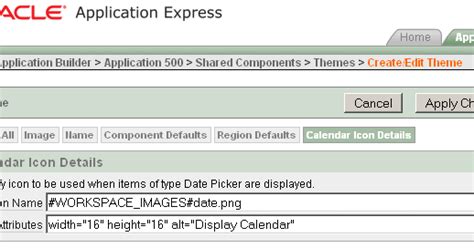 Oracle apex date picker default date.  I tried to select "default"...