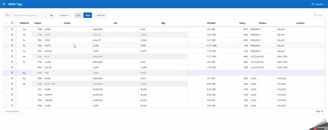 Oracle apex interactive grid set column value.  The IG is on the EMP table ...