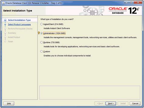 Oracle client 18.  Installing the Oracle Database Client installation s...
