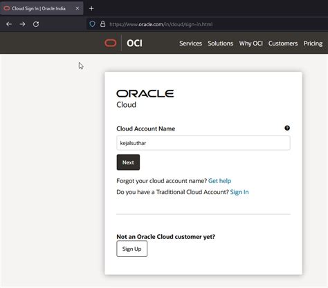 Before You Begin. To sign in via the Oracle Cloud website, you must have: The name of your Cloud Account, if you are signing in to a Cloud Account with Identity Cloud Service.. 
