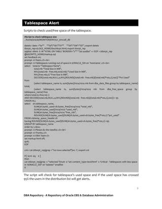 Oracle dba scripts.  Most of the scripts should be runnable from sqlplus ...