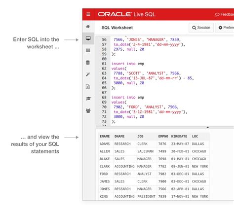 Oracle live sql login.  Scripts from class files can be copied and Oracle Live SQL is ...