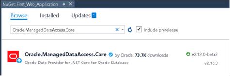 Oracle manageddataaccess core example.  Replace <username>, <password>, and <dataso...