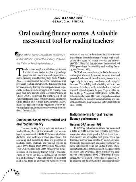 Oral reading fluency norms 2018.  Additionally, the study explored the relationship between stud...