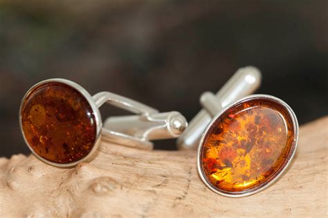 Orange Amber Cufflinks for Men for sale eBay