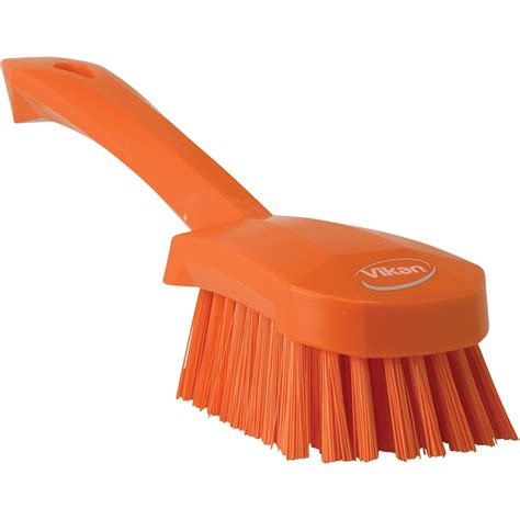 Orange Short-Handled Scrubbing Churn Brush, 9.8" Length