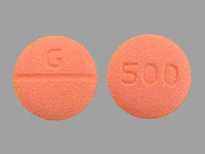 Orange circle pill g 500. Pill Identifier results for "g500". Search by imprint, shape, color or drug name. ... 500 mg Imprint G 500 Color Orange Shape Round View details. 1 / 4 Loading. G 5008 . 