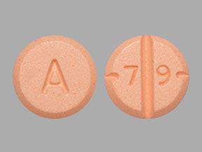 Orange pill a 79. This orange round pill with imprint A 7 9 on it has been identified as: Amphetamine/dextroamphetamine 20 mg. This medicine is known as amphetamine/dextroamphetamine. It is available as a prescription only medicine and is commonly used for ADHD, Fatigue, Narcolepsy. 
