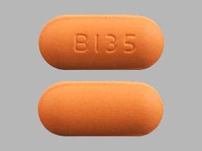Pill with imprint B135 is Orange, Capsule-shape and has been identified as Methocarbamol 750 mg. It is supplied by Bayshore Pharmaceuticals LLC. Methocarbamol is used in the treatment of Muscle Spasm; Tetanus and belongs to the drug class skeletal muscle relaxants . Risk cannot be ruled out during pregnancy.. 