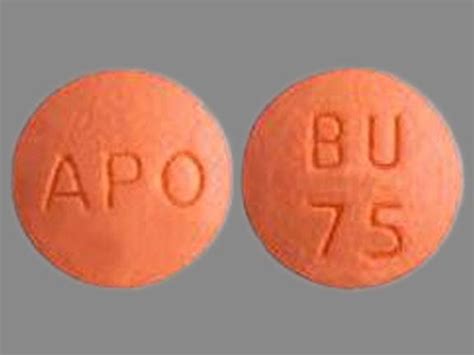 Orange pill bu 75. This material is provided for educational purposes only and is not intended for medical advice, diagnosis or treatment. Data sources include IBM Watson Micromedex (updated 1 Oct 2023), Cerner Multum™ (updated 16 Oct 2023), ASHP (updated 11 Oct 2023) and others. Pill Identifier results for "apo 75 50". Search by imprint, shape, color or drug name. 