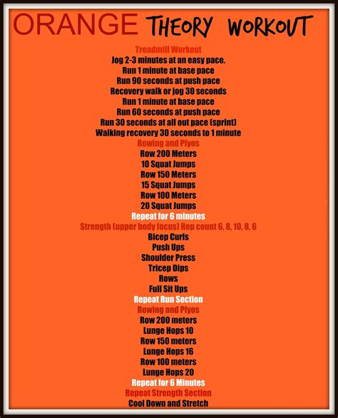 Orange theory workout for today. The unofficial community for anyone interested in Orangetheory Fitness. Come here to discuss the workouts, the results, and get help from your fellow OTFers. ... Tough template with an endurance workout on the treads with a pick your poison floor workout. Splats galore today! Pyramid of efforts on the tread. Start with a 2 minute push into a 90 ... 