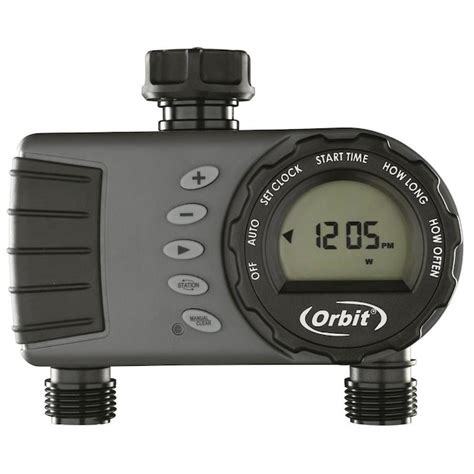 One dial allows complete timer control functionality. Cycles easily from set clock, set watering time, how often, how long, then run program. A rain delay is built into the run program function. A manual button allows program interruption. Timed watering from 2 outlets. Easy to program and use. Rain delay feature for water conservation. . 