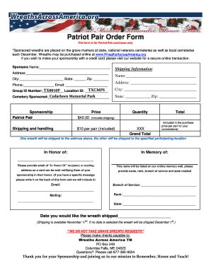 Order Form - Patriot Network