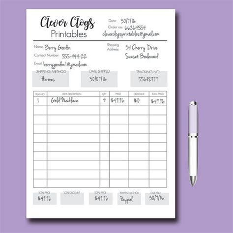Order Form Customizable Order Form Branded by CleverClogsPrintable Order form template, Craft