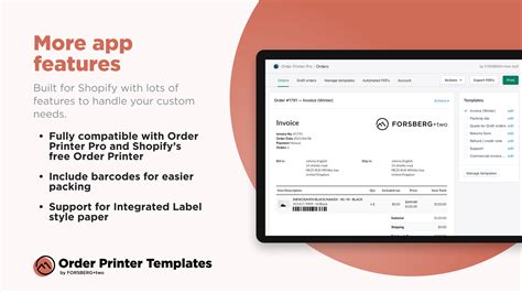Order Printer Templates App Store da Shopify