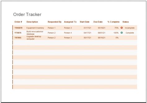 Order Tracker Template for Excel Download Edit & Print