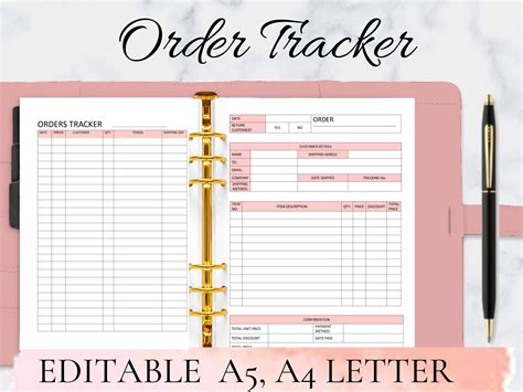 Order book Order Form Template Editable Order form Order Etsy