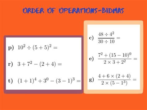 Order of Operations BIDMAS Resources Tes