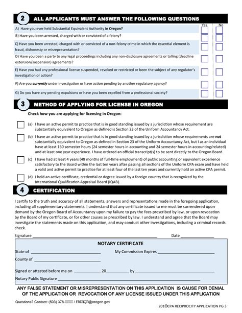 Oregon CPA Reciprocity Application Form Download Fillable PDF