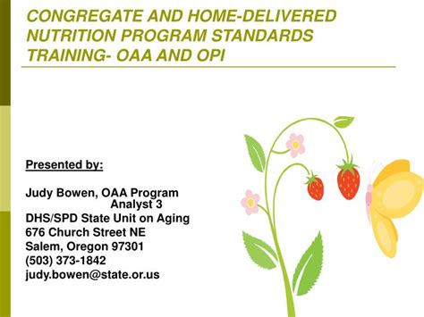 Oregon Congregate and Home Delivered Nutrition Program Standards