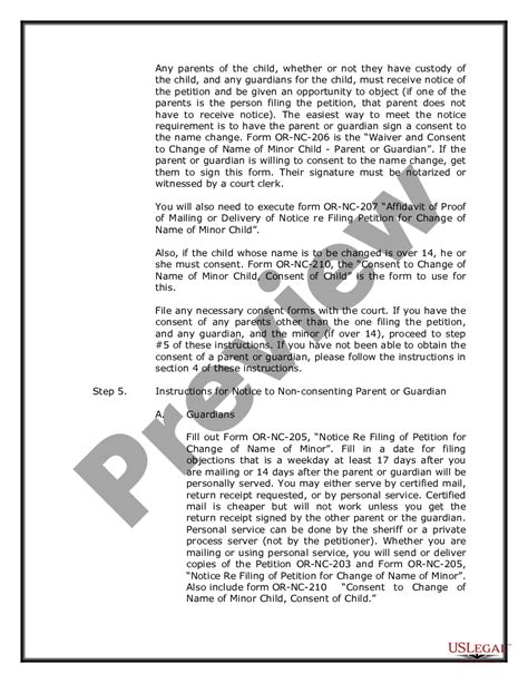 Oregon Name Change Instructions and Forms Package for a Minor Legal