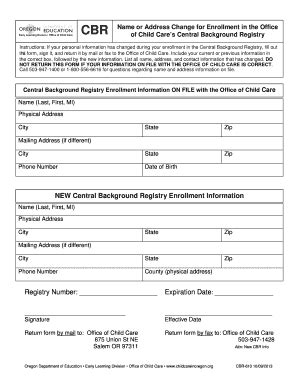 Oregon central background registry fingerprinting.  (c) A conditionally enrol...