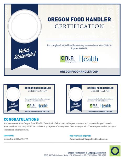 Food handler permits in Oregon expire every 3 years. To renew your Oregon food handlers card, you must re-take the state-approved course all over again, pay the $10 fee, and print your renewed food handler certification! Oregon Food Handlers Practice Tests & Study Resources. For your convenience, we’ve put together the best Oregon food .... 