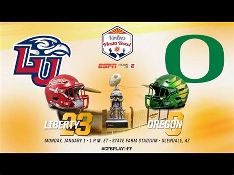 Oregon vs. liberty. The No. 8 Oregon football team will look to finish its season on a high note on New Year’s Day when it takes on No. 23 Liberty in the Fiesta Bowl at State Farm Stadium in Glendale, Arizona. As ... 