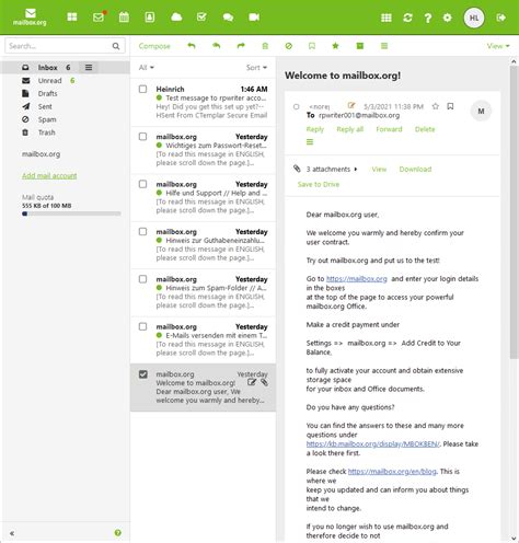 Org email. Mailbox.org is a paid email service that offers encryption, cloud storage, and aliases. It is one of the best secure email providers in the world, but it has no free plan and no mobile app. 