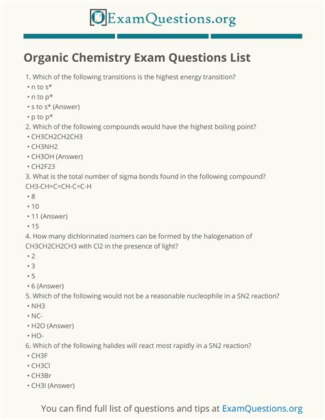 Organic Chemistry I. Menu. More Info Syllabus Calendar Assignments Exams Lecture Handouts Exams. Practice_Exam_1_key.pdf. Description: Practice Exam #1. Resource Type: Exams. pdf. 216 kB Practice_Exam_1_key.pdf Download File DOWNLOAD. Course Info Instructors Dr. Sarah Tabacco; Prof. Barbara Imperiali; Departments
