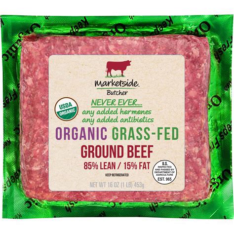 Organic grass fed beef. This, however, is false. Grass fed beef isn't organic unless it is certified with the USDA Organic label. Grass fed simply means that pastured cattle can graze, ... 