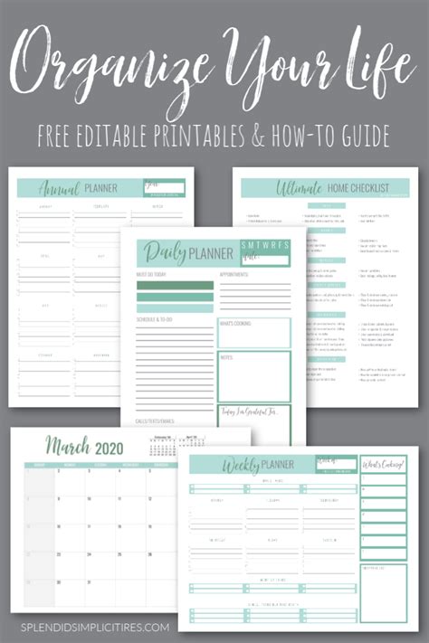 Organize Your Life Free Editable Printables and HowTo Guide in 2020