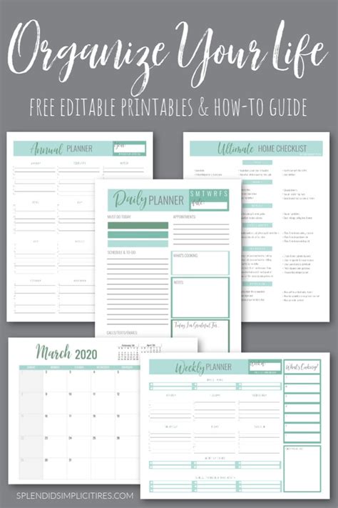Organize Your Life Free Editable Printables and HowTo Guide in 2020 Free editable printables