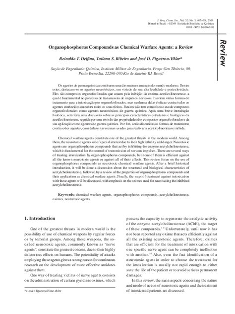 Organophosphorus Compounds As Chemical Warfare Agents A Review