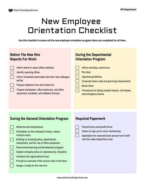 Orientation checklists