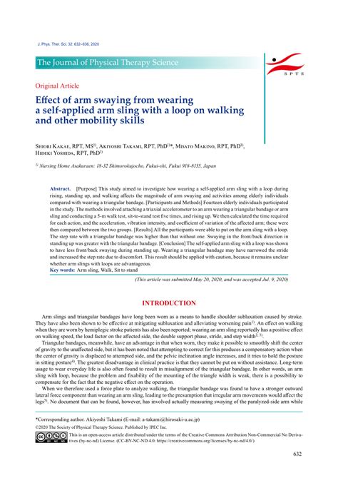 Original Article Effect of arm swaying from wearing a self-applied arm …