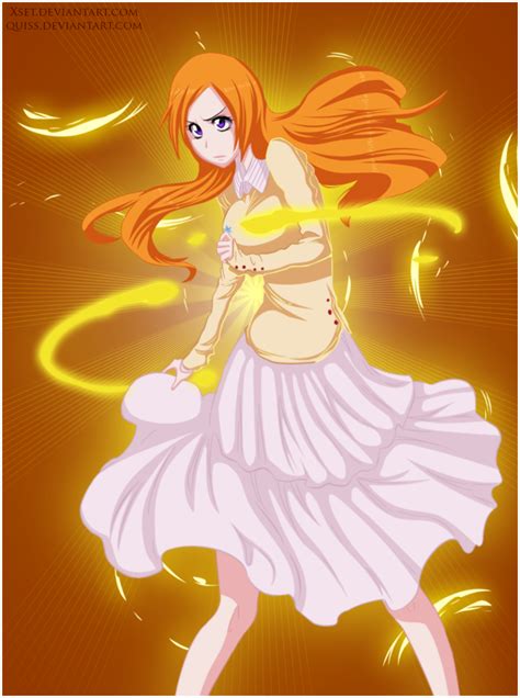 Orihime Inoue is the classmate and friend of Ichigo Kurosaki. Like many other friends of Ichigo, she quickly develops spiritual powers of her own after Ichigo becomes a Shinigami. Later, she is abducted and forced to leave for Hueco Mundo by the Arrancar, the enemies of Soul Society, as their leader has set his eyes on her unusual and potent ...