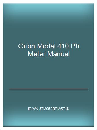Orion model 410 ph meter manual. - Daelims fünf service reparatur werkstatthandbuch ab 2001.