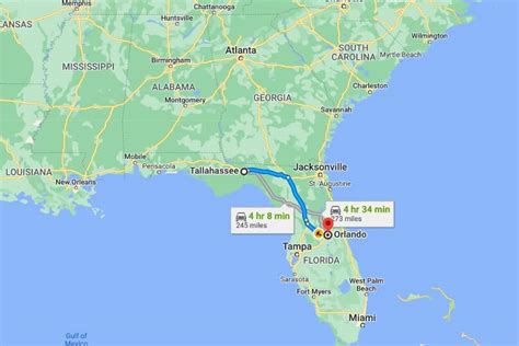 Driving distance from Tallahassee, FL to Orlando, FL is 260 miles ( 418 km). How far is it from Tallahassee, FL to Orlando, FL? It's a 04 hours 03 minutes drive by car. Flight distance is approximately 218 miles ( 351 km) and flight time from Tallahassee, FL to Orlando, FL is 26 minutes. Don't forget to check out our "Gas cost calculator" option.