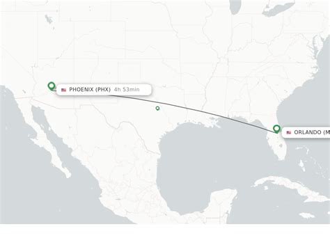 Orlando to phoenix. The flight time from Phoenix to Orlando is 4 hours, 2 minutes. The time spent in the air is 3 hours, 38 minutes. These numbers are averages. In reality, it varies by airline with Southwest being the fastest taking 3 hours, 55 minutes, and Frontier the slowest taking 4 hours, 6 minutes. 