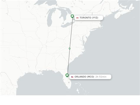 Orlando to toronto flights. Flying time from Orlando, FL to Toronto, Canada. The total flight duration from Orlando, FL to Toronto, Canada is 2 hours, 36 minutes. This assumes an average flight speed for a commercial airliner of 500 mph, which is equivalent to 805 km/h or 434 knots. It also adds an extra 30 minutes for take-off and landing. 