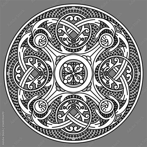 Ornate patterns of the Vikings. Background with hand drawn element of