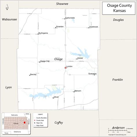 Osage County, KS Map of Cities - MapQuest