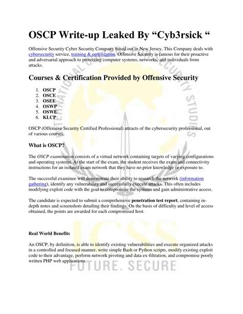 Oscp exam write up leaked.  TL;DR ️ I definitely recommend the course.  I started as cl...