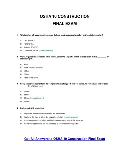 OSHA 10 Final Exam {UPDATED } /20 Verified Questions wit