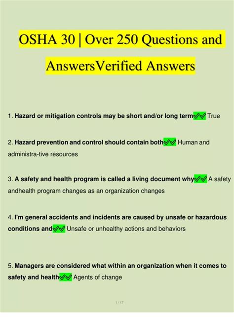 Osha 30 Test Questions And Answers Pdf