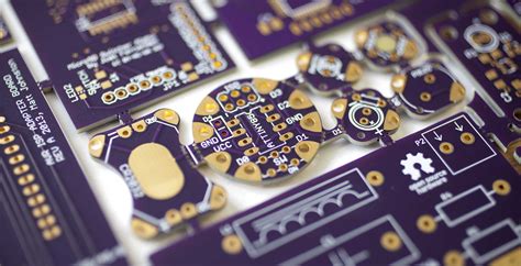 Oshpark. We produce high quality bare printed circuit boards, focused on the needs of prototyping, hobby design, and light production. All our services offer purple soldermask over bare copper (SMOBC) and an Electroless Nickel Immersion Gold (ENIG) finish. These are suitable for a lead-free reflow process, and are RoHS compliant. 
